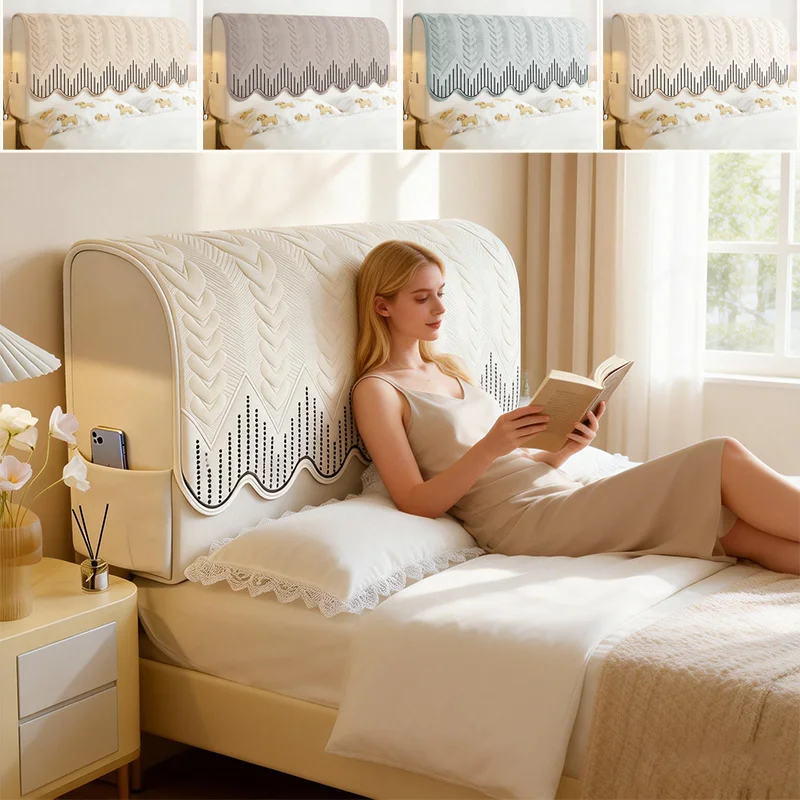 Top Pick Spring New Headboard Cover - European Elastic Jacquard Art Pattern Stretch Bedside Cover for Bedroom Bed Protection