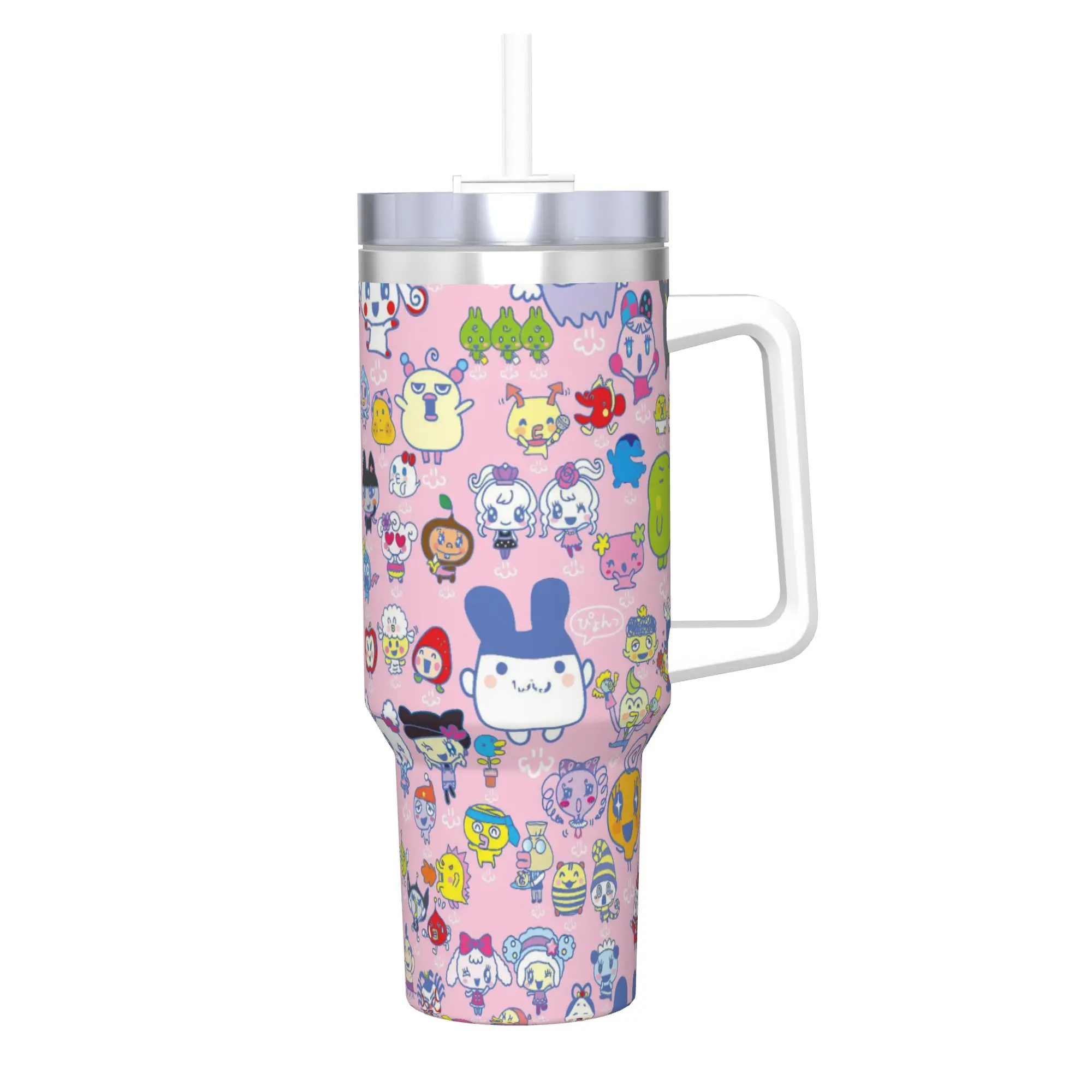 

Кавайные японские термокружки Tamagotchi: вакуумные кофейные чашки из нержавеющей стали для офиса и дома, для горячих и холодных напитков, 40 унций