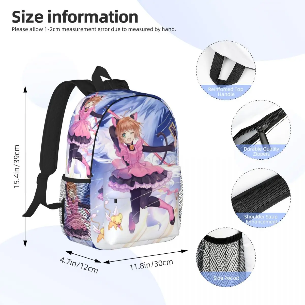 Cardcaptor Sakura Magic Circle Printed Lightweight Casual Schoolbag For School, Outdoor, Shopping, Office 15inch