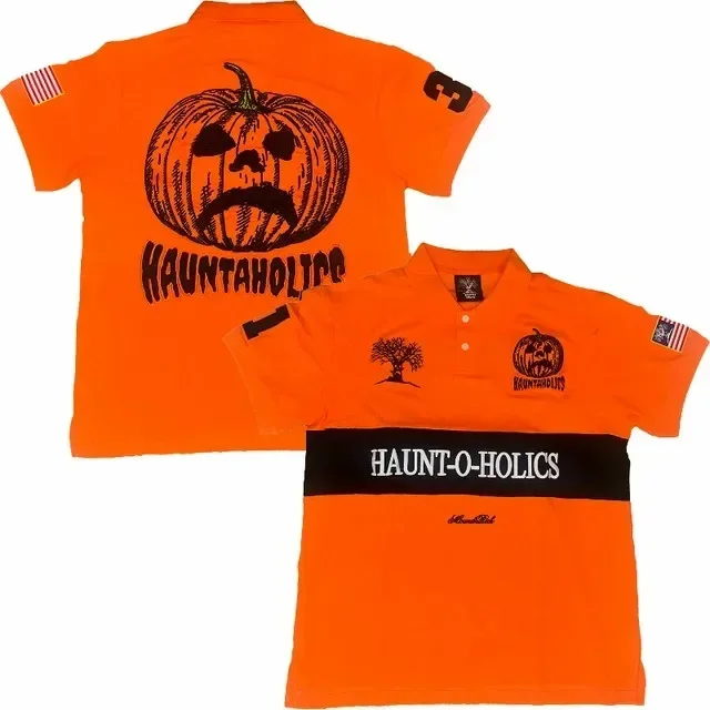 Haunted Mound Polo Shirt Y2K Clothes Mens Womens Hip Hop Pumpkin