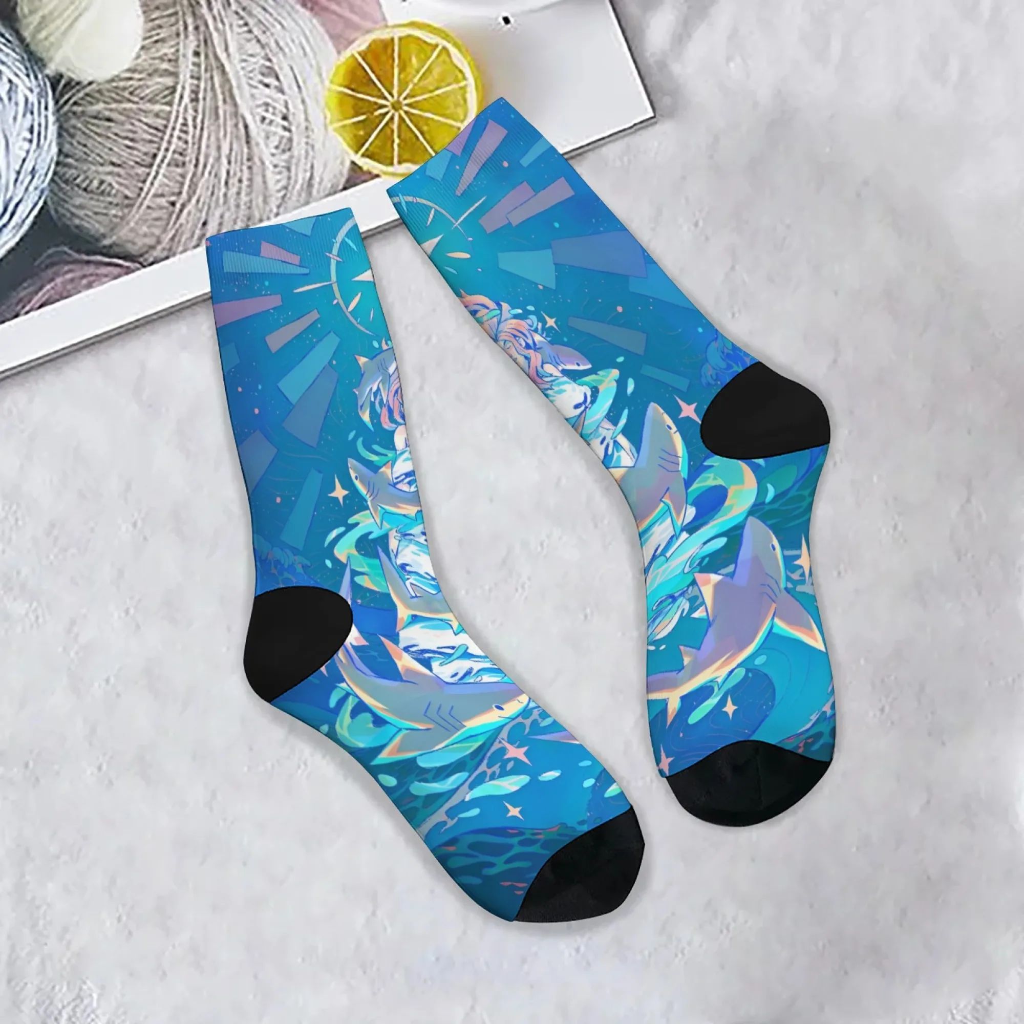 Deep-sea Mermaid Shark Socks Smooth Toe Reinforcement Anti-rub Men's Socks Commuting City Walks Festivals Novel Holiday Gifts