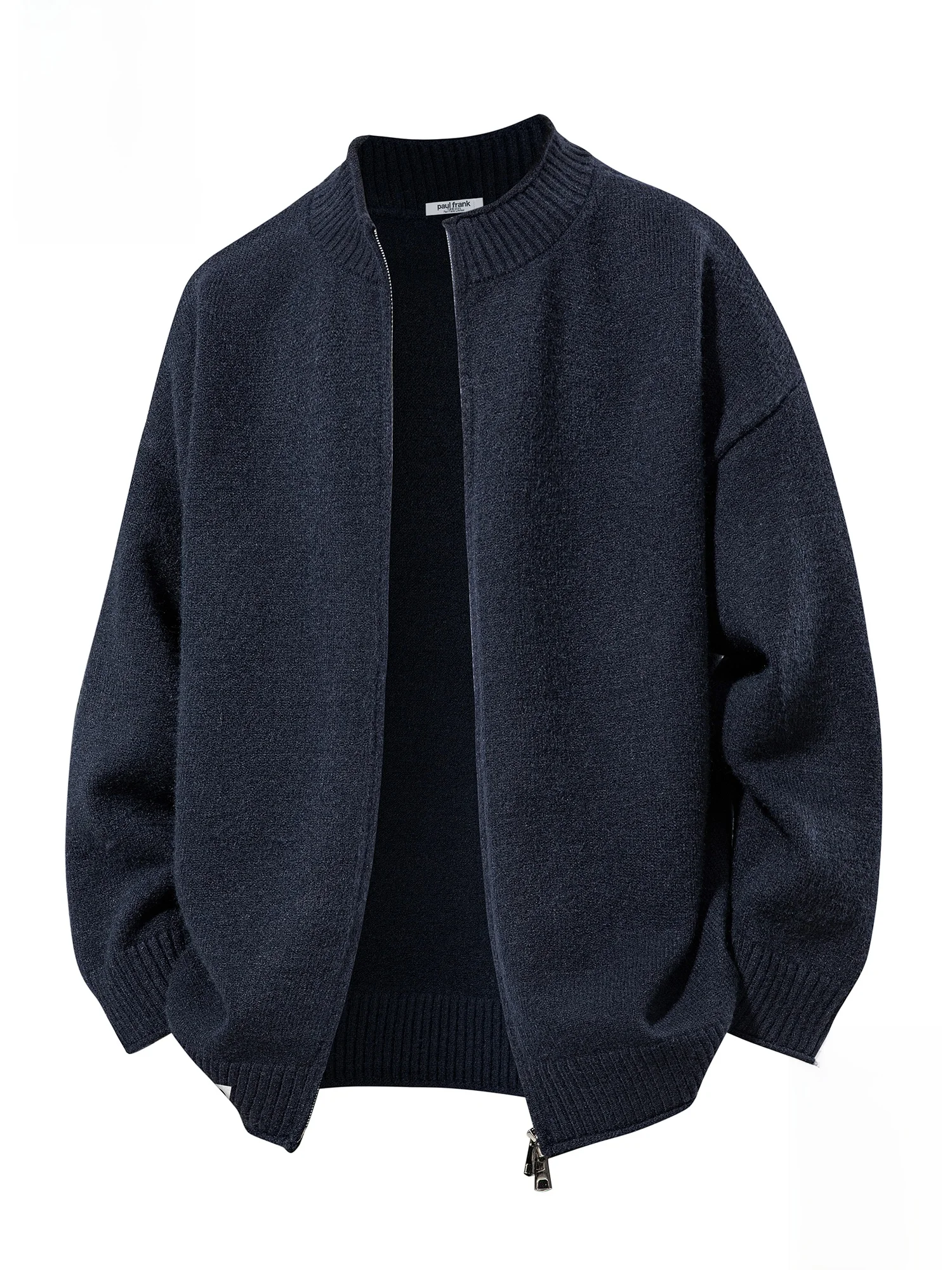 

PaulFrank Men's Loose Fit Knitted Sweater with Dual Zippers round Ne Open Cardigan Autumn Faion Casual Sle Comfortable