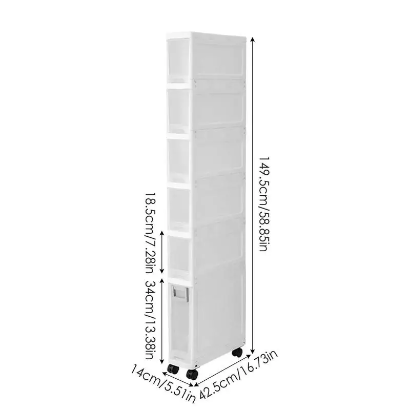 Imagem -06 - Gaveta de Rolamento Estreita com Rodas Armários de Armazenamento de Crack Carrinho de Armazenamento Fino Prateleiras de Cozinha Doméstica Carrinho de Armário Lateral 14cm