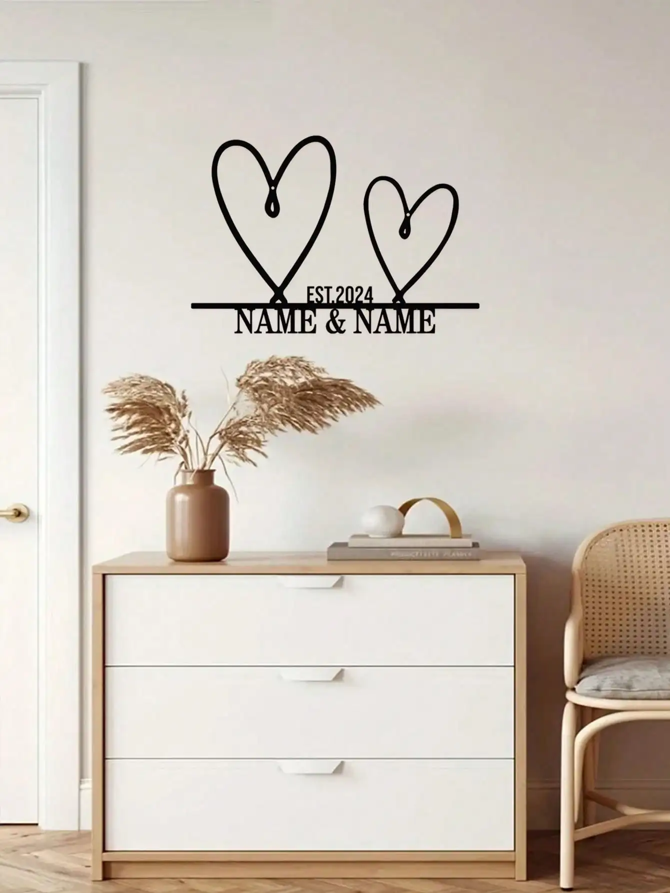 1pc Personalized Metal Heart Wall Art Chic Home Decor Gift For Valentine New Year