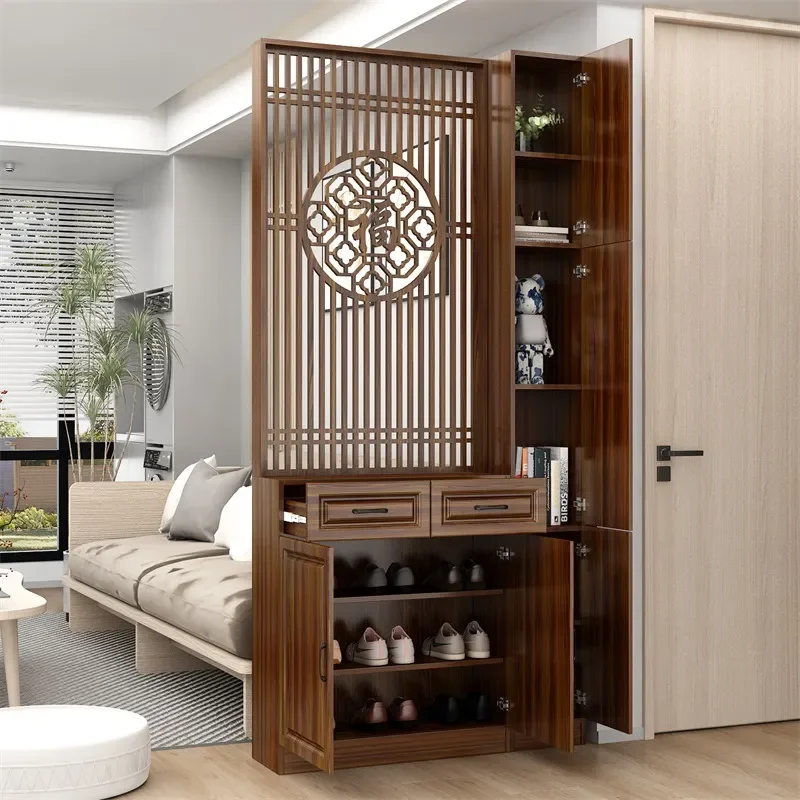 New Chinese Style Solid Wood Entryway Cabinet Modern Simple Door Screen Living Room Shoe Storage Partition Porch Furniture