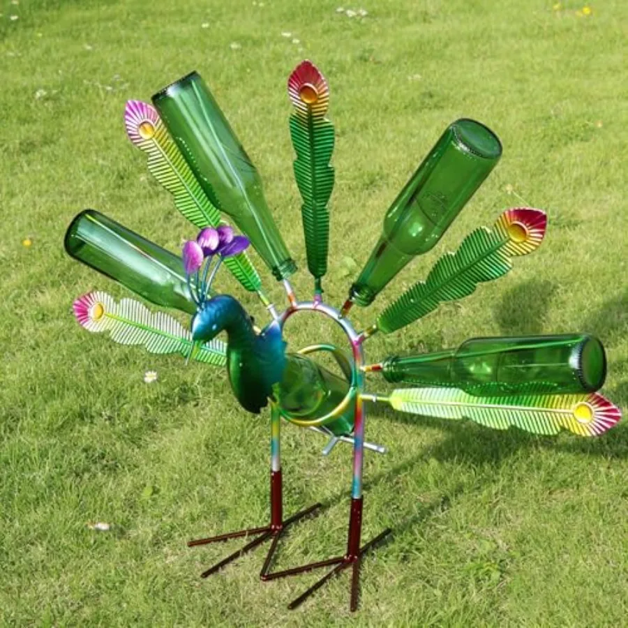 

Уличная подставка для бутылок в виде павлина с металлическим кольцом для декоративного разноцветного украшения сада