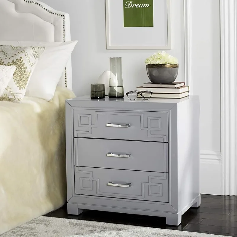 

Safavieh Home Collection Raina Grey 3-Drawer Greek Key Nightstand