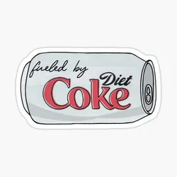 Fueled By Diet Coke  5PCS Stickers for Window Cartoon Room Home Decorations Stickers Kid Decor  Water Bottles Laptop Car