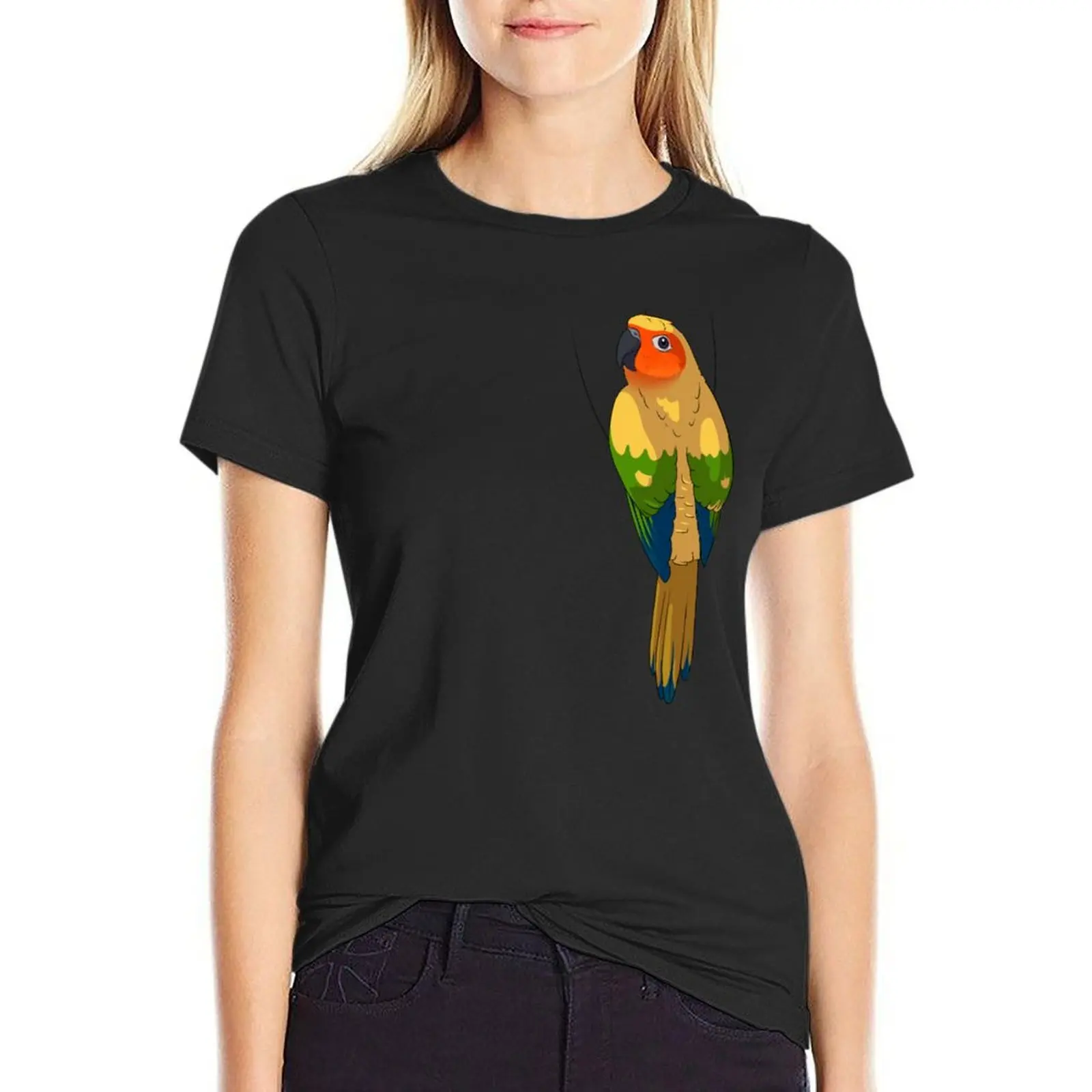 Sun Conure-Camiseta con estampado animal para niña, blusas vintage divertidas, ropa de verano, 2024