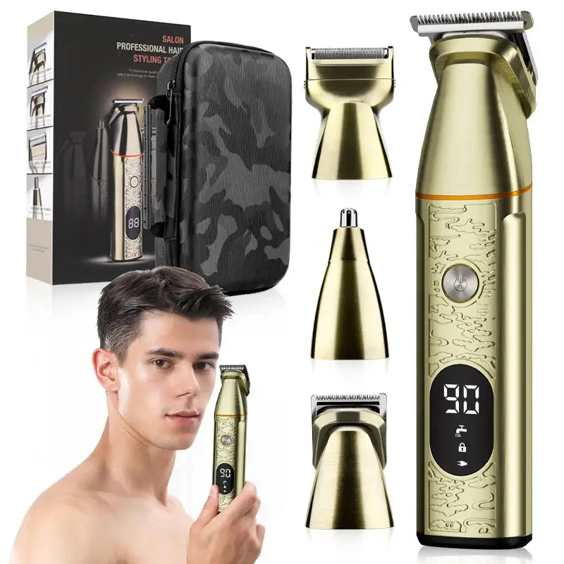 Unicorn  bag Custom Logo 4 in 1 Grooming Kit LED Display hair trimmer Cordless Hair Cutting Machines clipper Kit With Stand