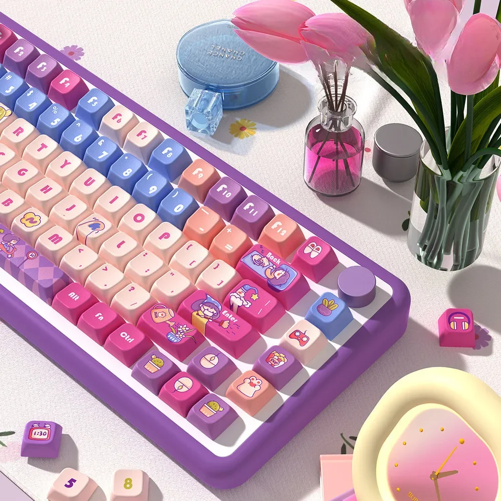 

Симпатичные персонализированные пятисторонние клавиши с сублимационной печатью, колпачки для клавиш выходного времени, механическая клавиатура, колпачки для клавиш