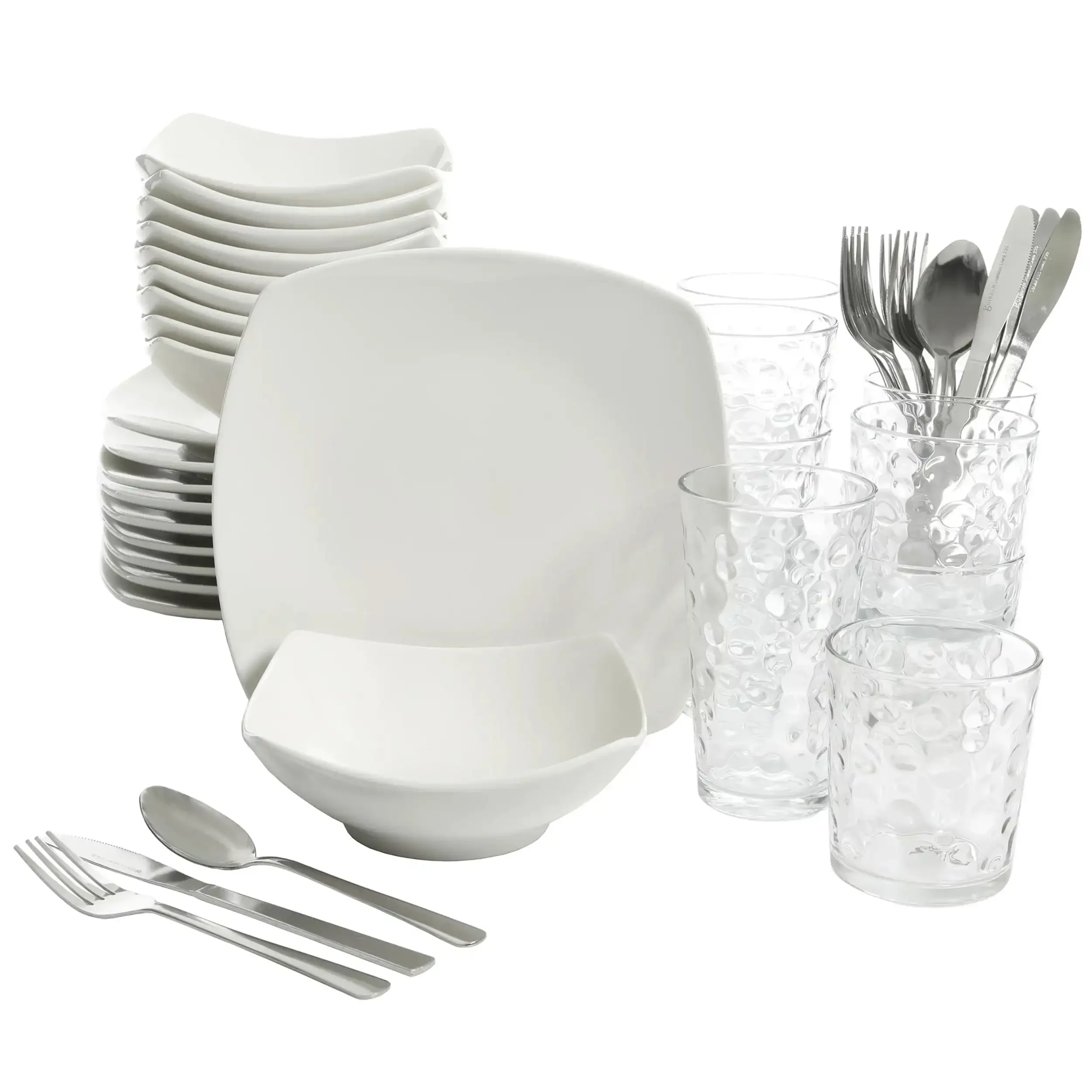 Gibson Home Everyday 48 Piece Ceramic Kitchen Basics Essentials Combo Set in White