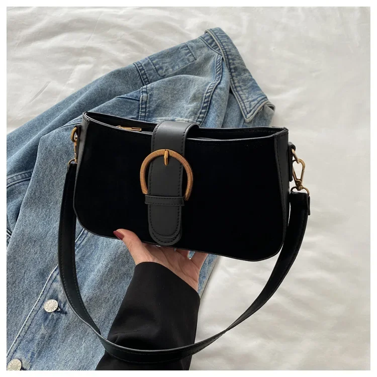 Damen-Umhängetasche aus Wildlederimitat, Unterarm-Umhängetasche, Reißverschluss, modische Umhängetaschen für kleine quadratische Taschen, geeignetes tägliches Outfit – Detail 17
