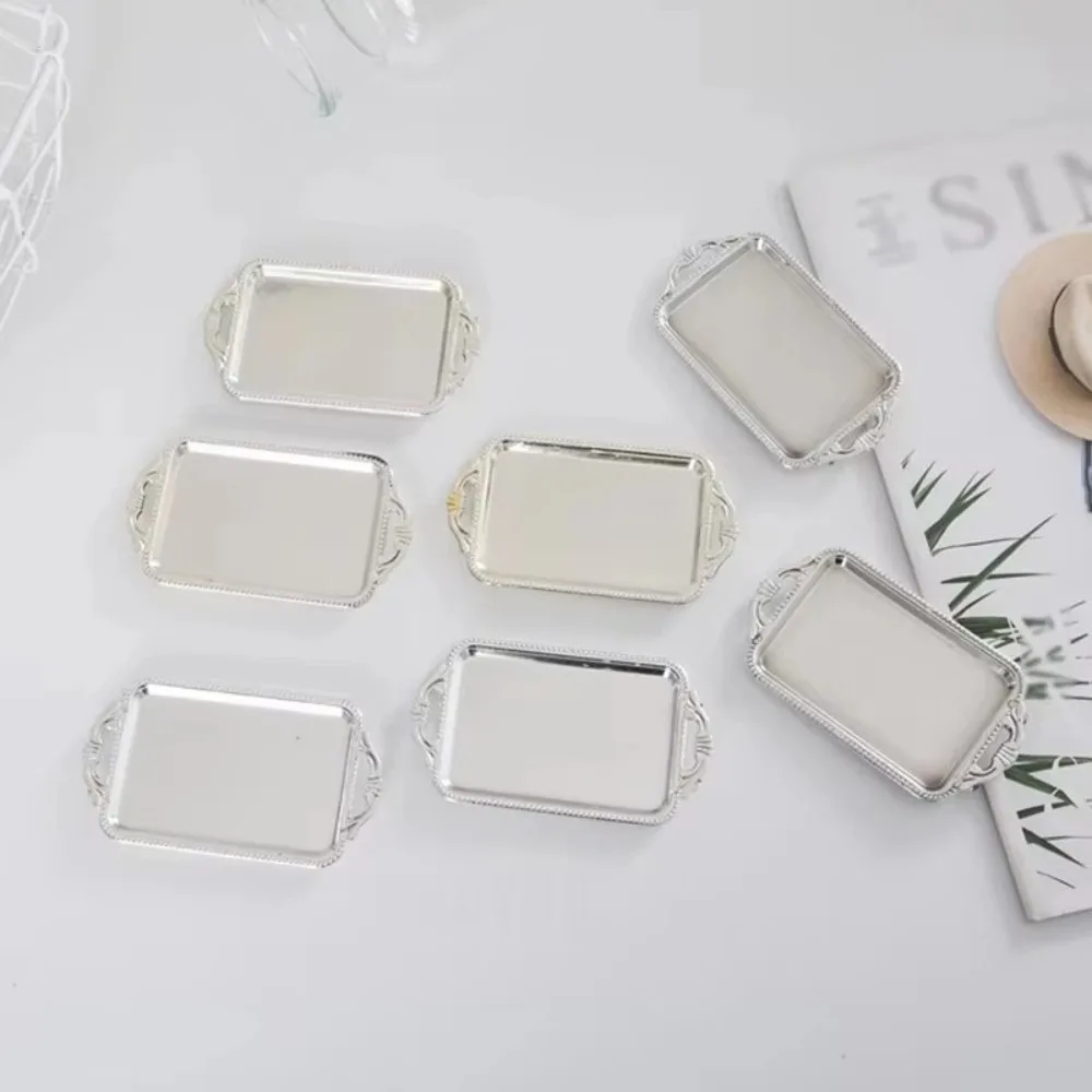 5pcs 10 Pieces Set Storage Mini Tray Rectangular Shape Gold Silver Color Jewelry Display Tray Plastic Material Mini Size