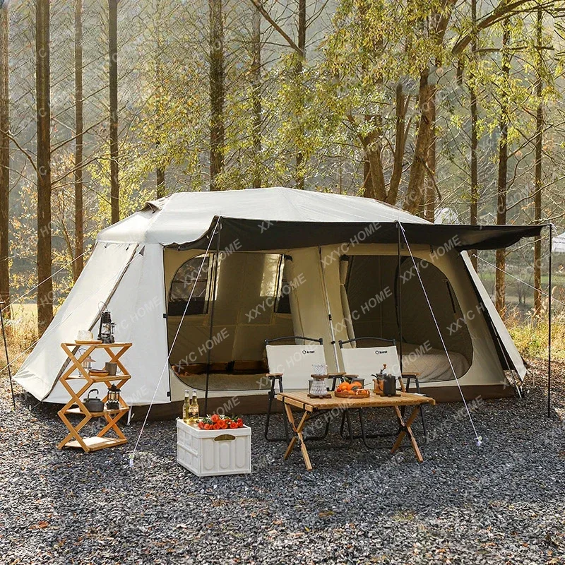 Lohascamping Large Area family Camping Tent Quick Build Waterproof Tent with Sun Shelter Village 13 ㎡ 2 Bedrooms 1 Living room