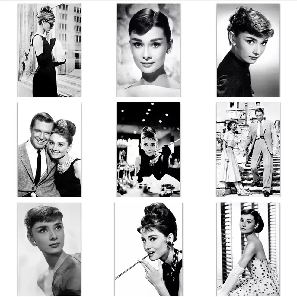 Black and White Photo Art Audrey Hepburn Canvas Painting Nordic Posters And Prints Wall Picture For Living Room Salon Wall De