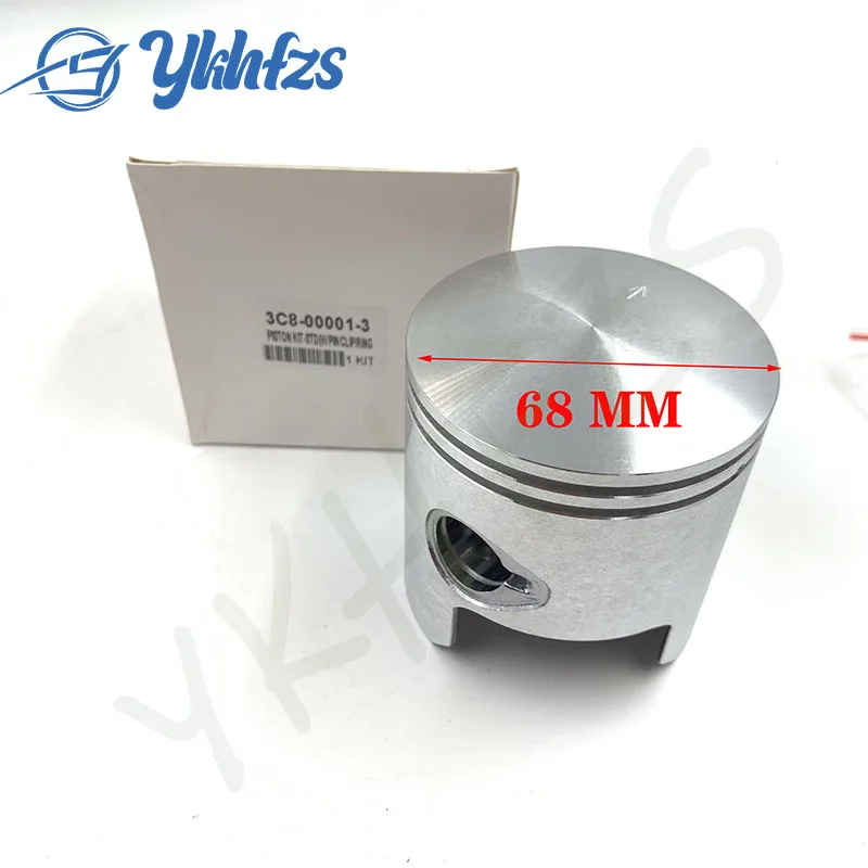 3C8-00001 Piston for Tohatsu Boat Engine 3C8-00001-3 2T STD 50HP 68mm Mercury Mariner 3Cyl 40HP-50HP 779-9615 Replaces Parts