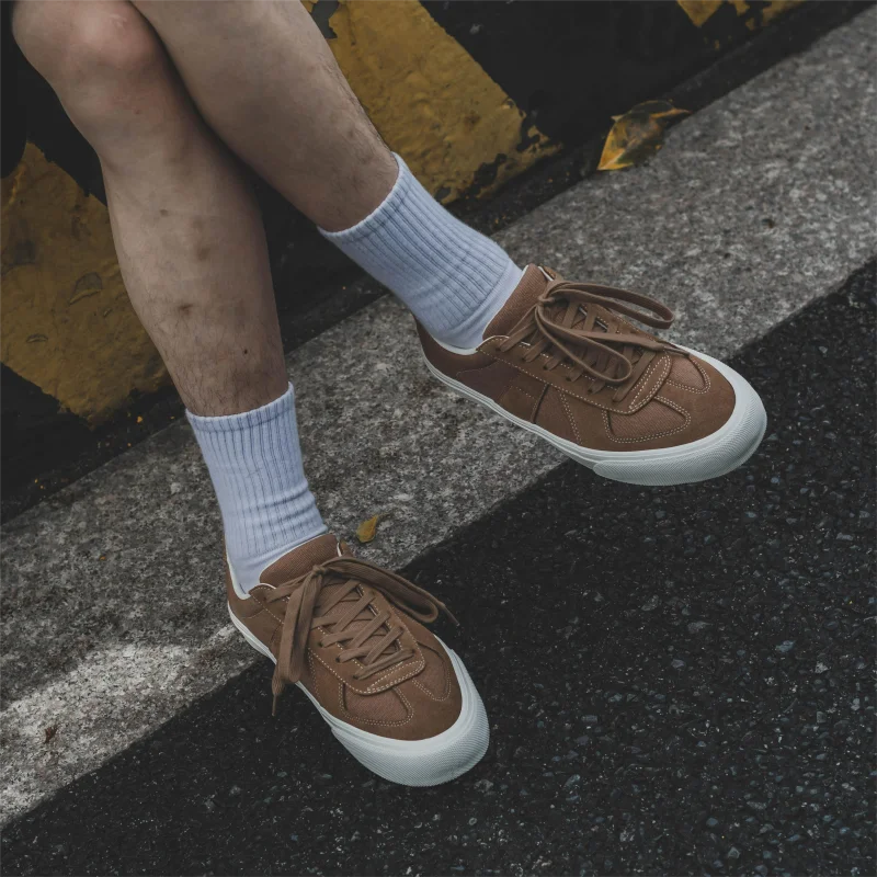 Joiints Brown Casual Shoes for Men Stlylish Skateboard Shoes Suede Sneakers Rubber Soft Sole Light Weight Walking Tenis