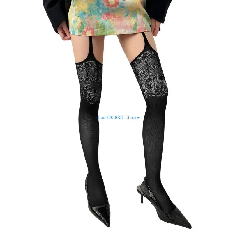 

T3LC кружевные ажурные чулки с подвязками до бедра, колготки с рисунком для женщин, колготки с подвязками, колготки, уличная