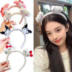 Kawaii Sanrio Kuromi My Melody Cinnamonroll KT cat Plush Headband Children Lovely Sweet Hair Hoop girl Hair Accessories