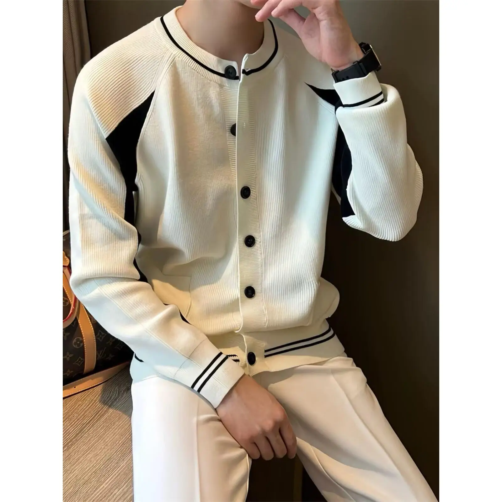 

Slim Fit Men's Jaet 2024 Spring Autumn Sli Loose Color Blo Harajuku Korean Version Faionable Polyester Fiber round ...