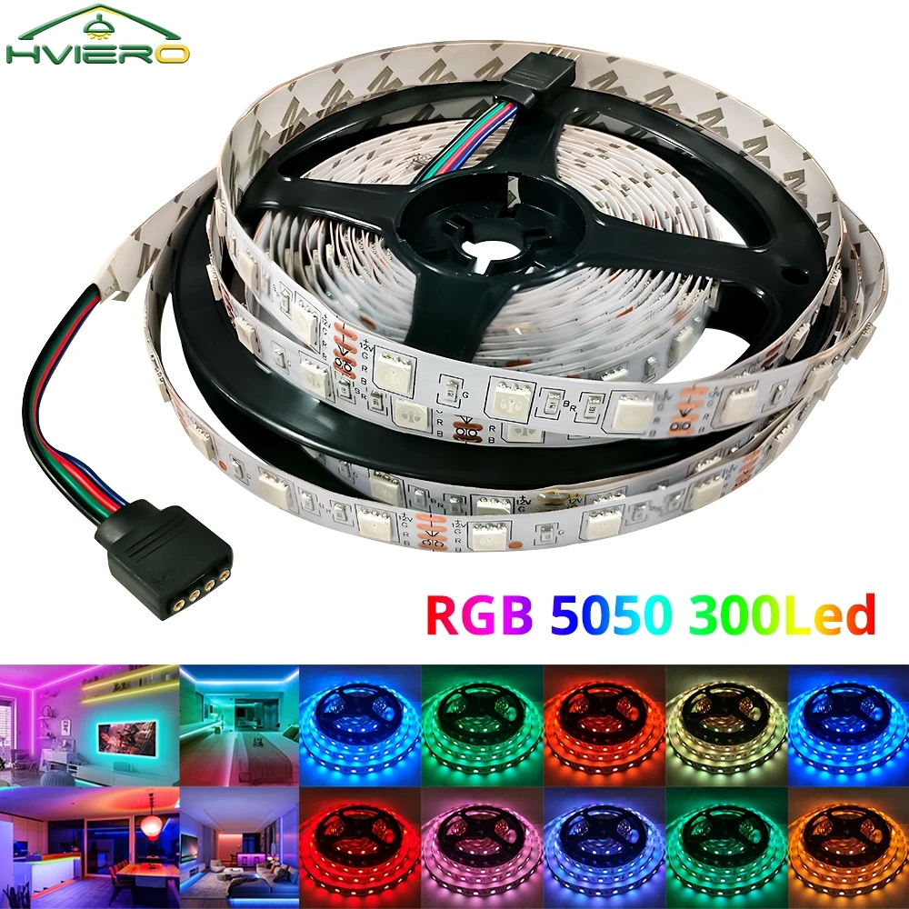 

5050 Flexible Lamp 5M 300Led Strip Light SMD Ribbon Home Decoration Ultra Bright DC 12V Atmosphere Ceiling Garden LED Strips