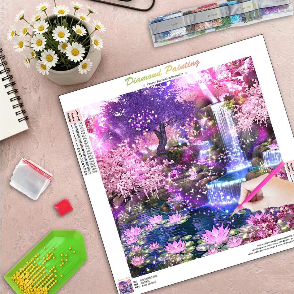 

GATYZTORY Waterfall Diamond Painting Kit Wall Art Picture Diy Gift Scenery Full Round/Square Interior For Adults Diamond Art Kit