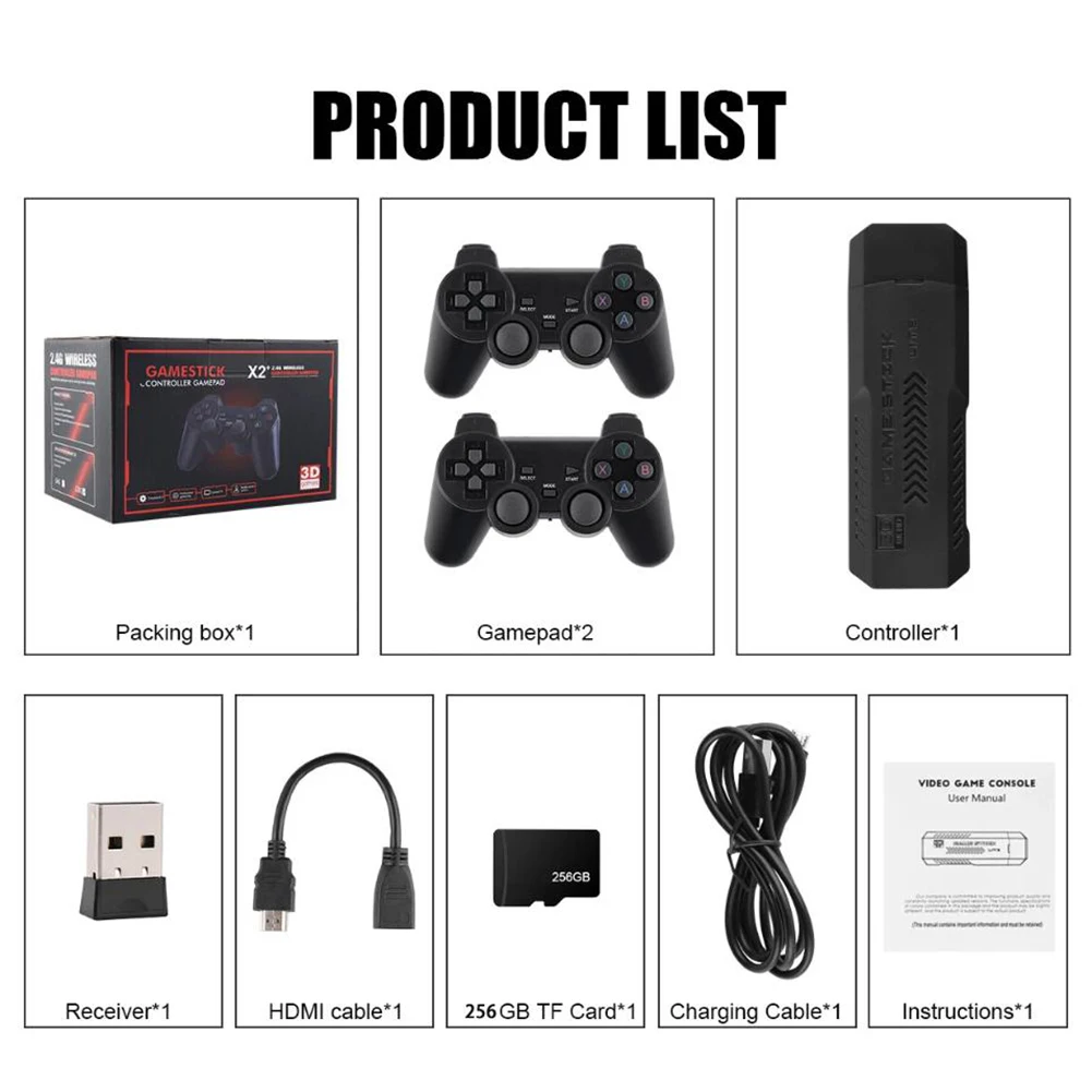 وحدة تحكم ألعاب 58000+ ألعاب تلفزيون وحدة تحكم ألعاب محمولة HDMI لوحات ألعاب لاسلكية متوافقة مع PS1 N64 DC