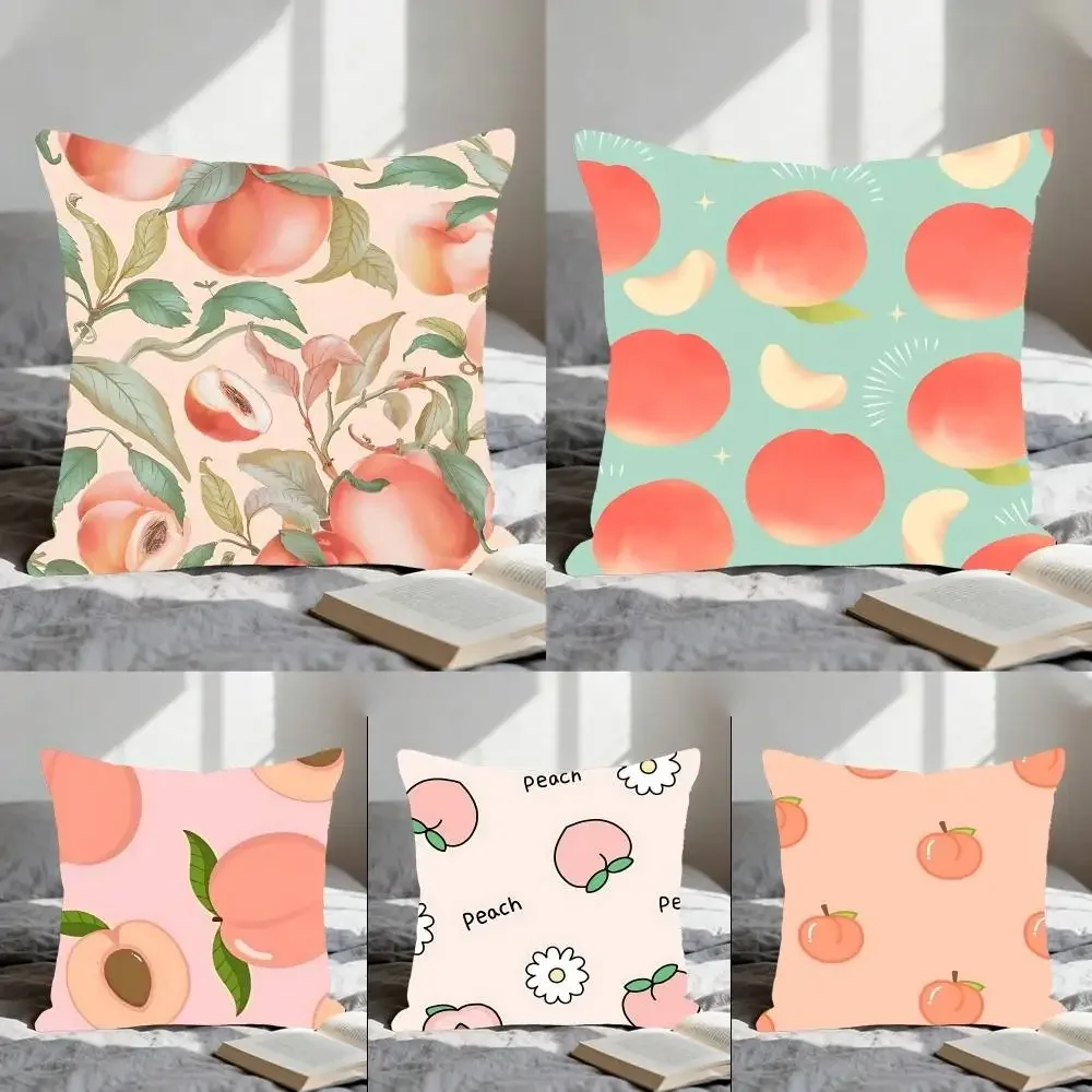 Cartoon Fruit Peach Pillow Case Cushion Cover Polyester Pillowcase Decorative Sofa Cushion Pillowcase Home Decor