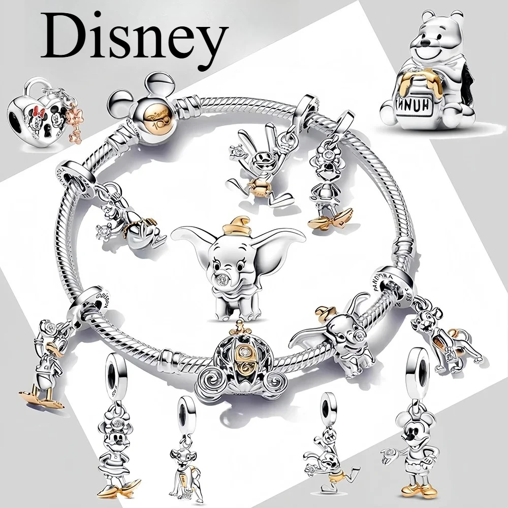 

925 sterling silver Disney Mickey, Minnie, Diy Charm Dumbo Beads suitable for women's bracelets, jewelry accessories