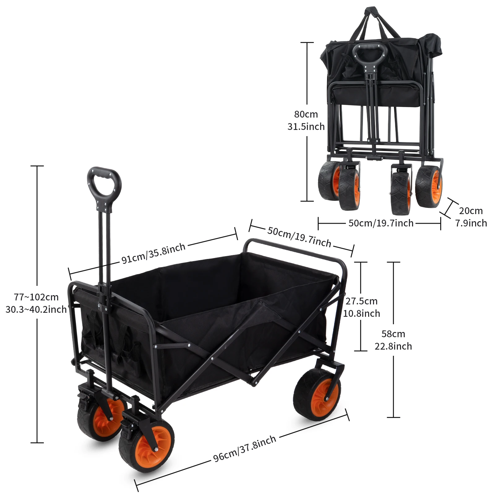 Selens Recreational Vehicle Camping Cart Portable Outdoor Camping Folding Cart 360 Rotatable Camping Trailer With Extension Rob