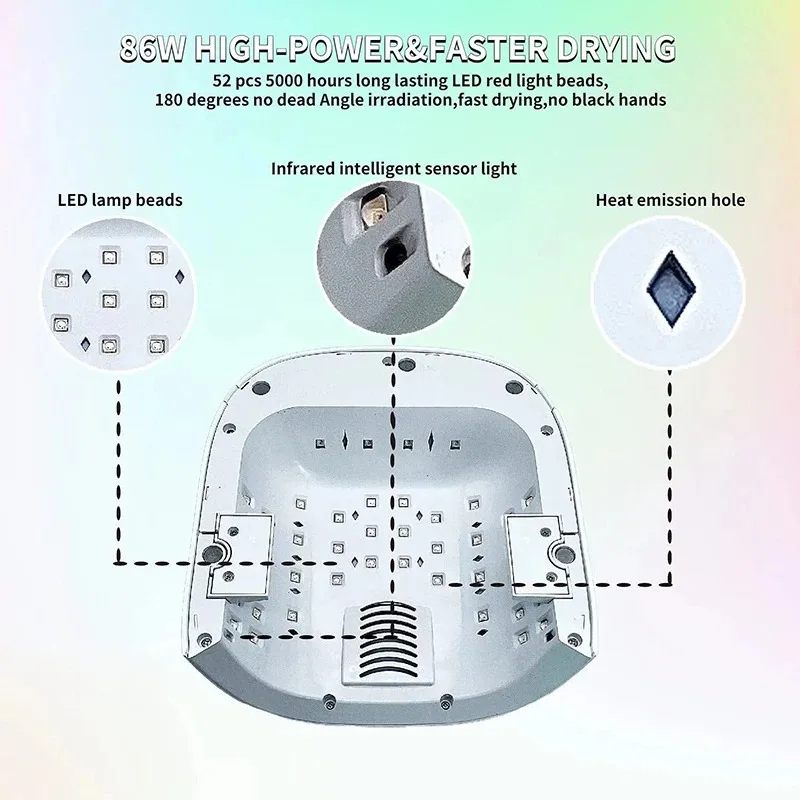 Lámpara de uñas LED UV recargable, secador de uñas inalámbrico de 66W para esmalte de Gel, herramientas profesionales de manicura para el hogar y el salón