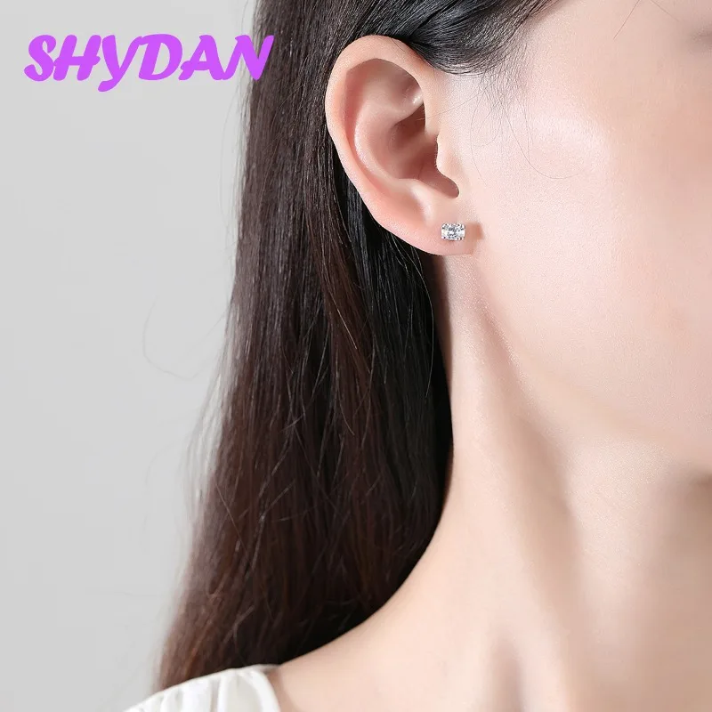 

SHYDAN 925 Sterling Silver Minimalist Zircon Small Stud Earrings For Women Fashion Jewelry