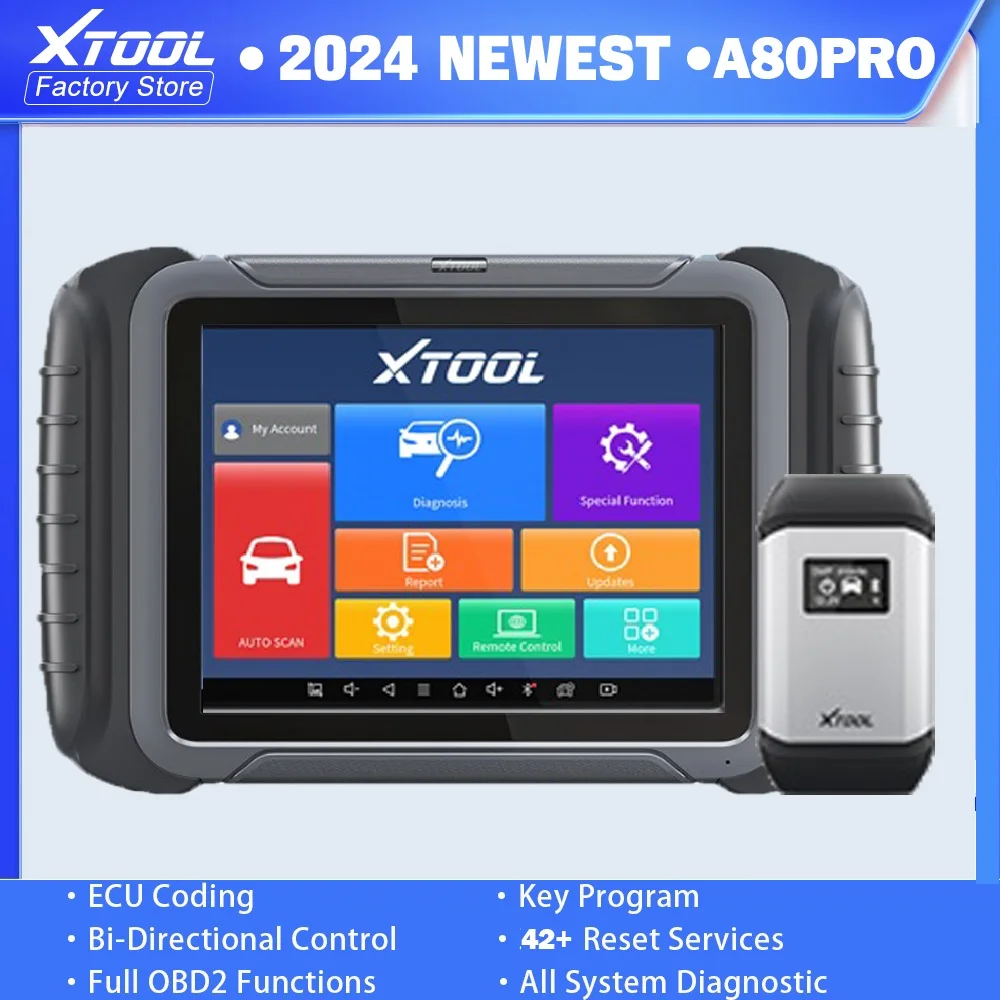 XTOOL A80Pro All System Car Diagnostic Tool with ECU Programming/Coding Bi-Directional Control 42 Reset Functions Key Programmer