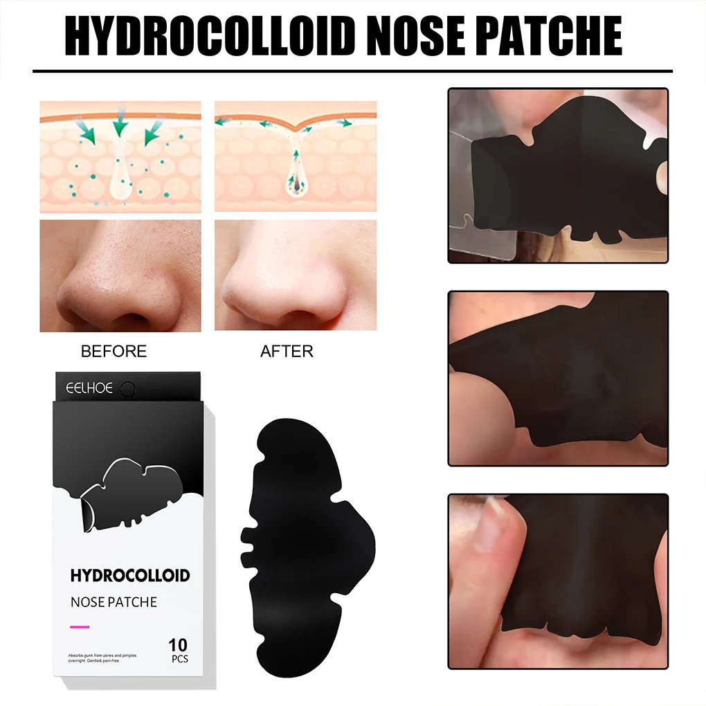 10 Pieces Nose Patch Pores Hydrocolloid Skin Care Beauty Zits Pimple Patches Black Head Household Overnight Pad