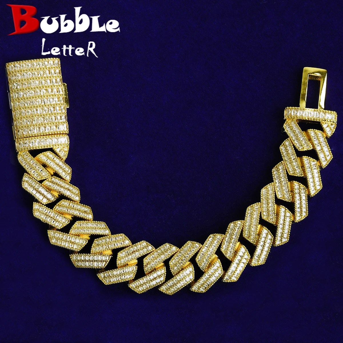 

Браслет с пузырьковой буквой 20 мм для мужчин, 5А, кубический цирконий, позолоченные ювелирные изделия в стиле хип-хоп