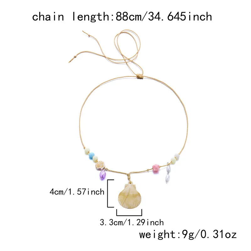 Summer dopamine vacation style shell starfish pendant necklace for women's collarbone chain accessories