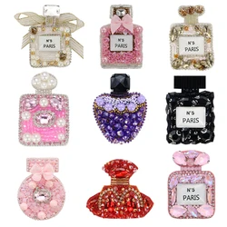 Beaded Rhinestones Patch Various Perfume Bottle Design Sequin Badge Clothing Accessories Sewing Emblem Accessories 2pieces