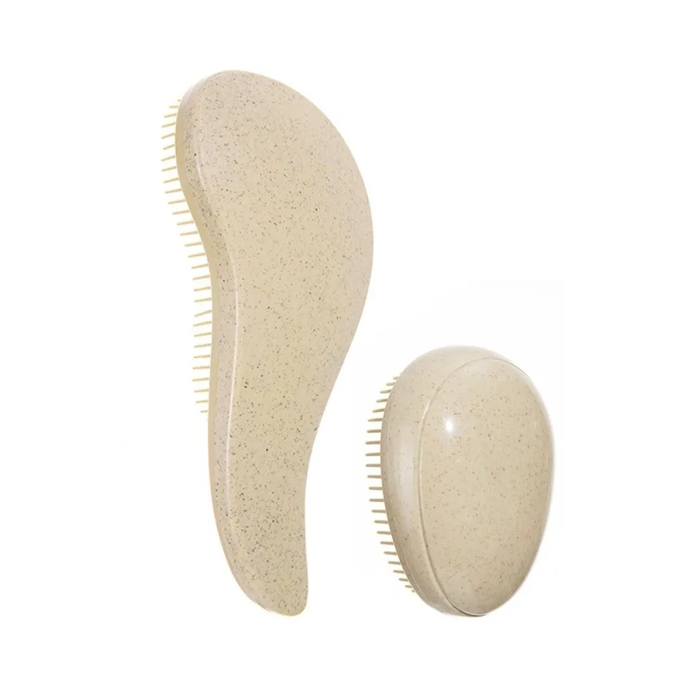 

T/Egg Shape Wheat Straw Comb Set Anti-Static Anti-knotting Gentle Grooming Brush Portable Dry and Wet Dual-purpose