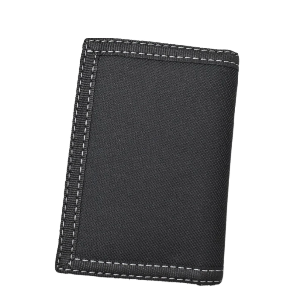 Black Men's Short Wallet Multi-position Touch Fastener Male Oxford Cloth Purse Wear-resistant Leisure 3 Fold Purse Daily Use