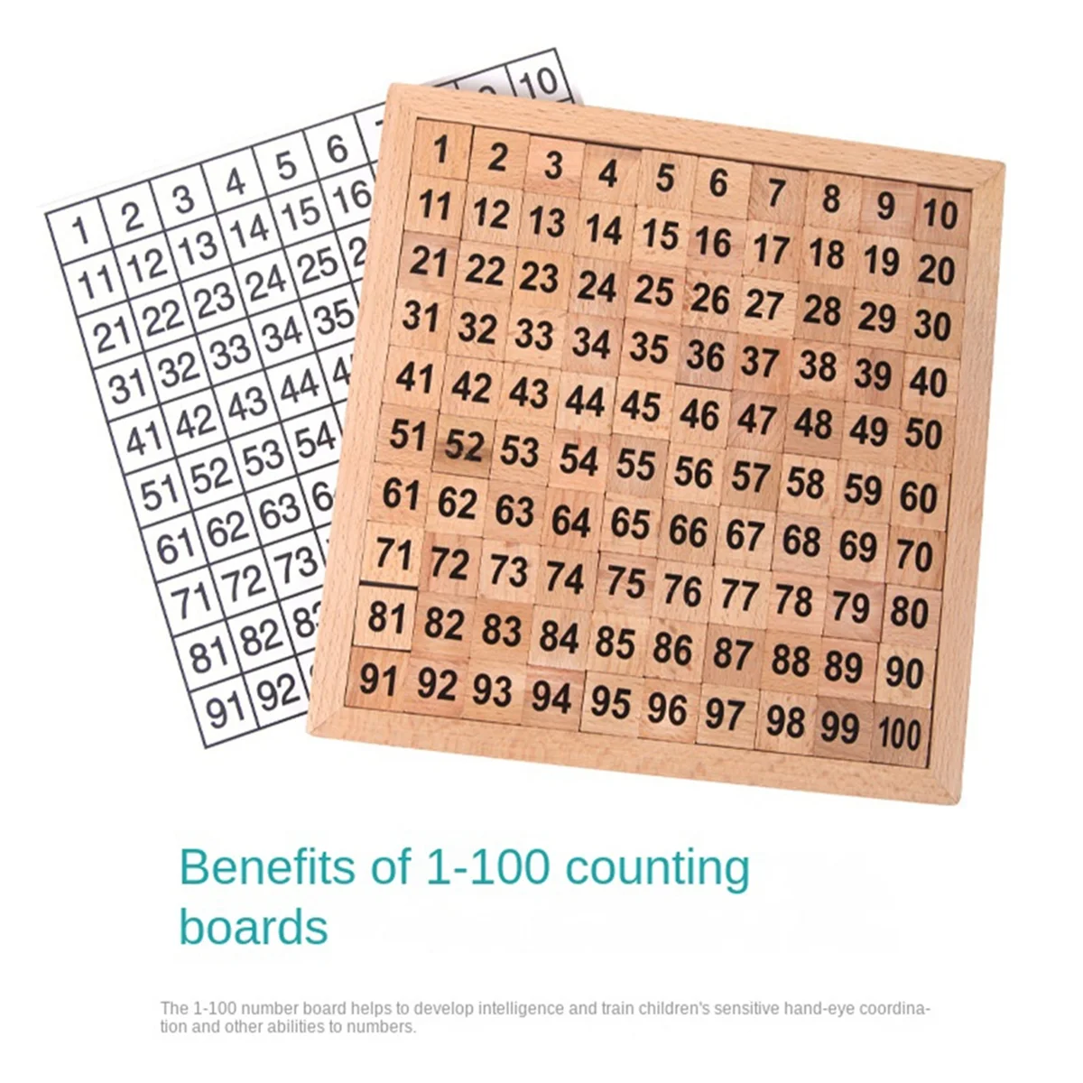 Mathematics Teaching Aids 1-100 Digital Continuous Board Wooden Hundred Grid Board Children'S Early Education Puzzle,C