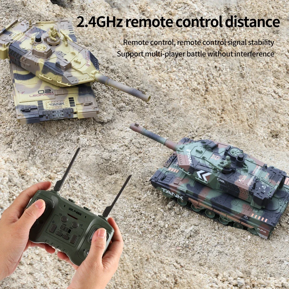 2.4G Crawler Type Simulation Remote Control Tank Spray Remote Control Vehicle Two Person Combat Armored Car Model Toy Children