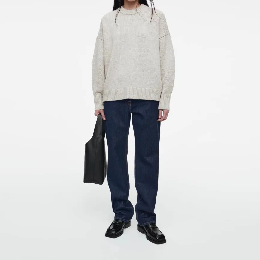 Casual suelto largo Sve redondo Ne tejido sudadera Faionable otoño nuevo Sle Commute Sle mujer suéter Faionable