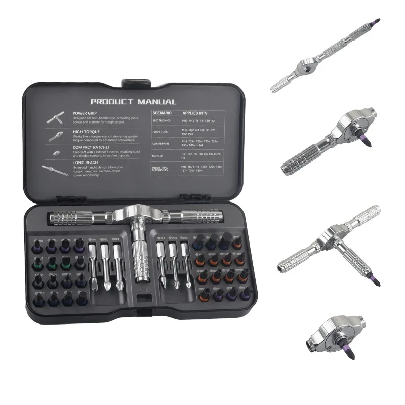 

Ratchet Screwdriver Kit 40 in 1 Assembled Handle Multi-purpose Ratchet Wrench Screwdriver Magnetic Bits Tool Set DIY Repair Tool