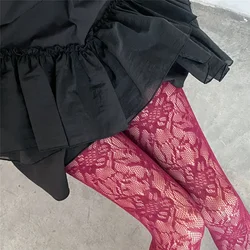 Frauen Strumpfhosen Sexy Rot Lila Aushöhlen Mesh Fishnet Oberschenkel Hohe Strümpfe Strumpfhosen Dessous Strumpfwaren Körper Nacht Party Socken