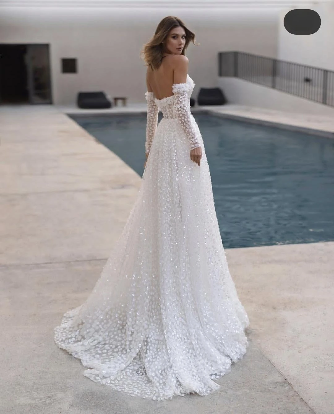 Aline abito da sposa fiori 3d per le donne personalizza per misurare abiti da sposa lunghezza del pavimento Robe De Mariee maniche Datachable 2023