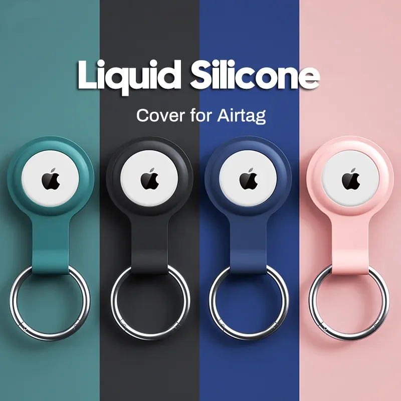 Cover for Apple Airtags Case Liquid Silicone Protective Shell Tracker Accessories Anti-scratch Sleeve Keychain Air Tag Case