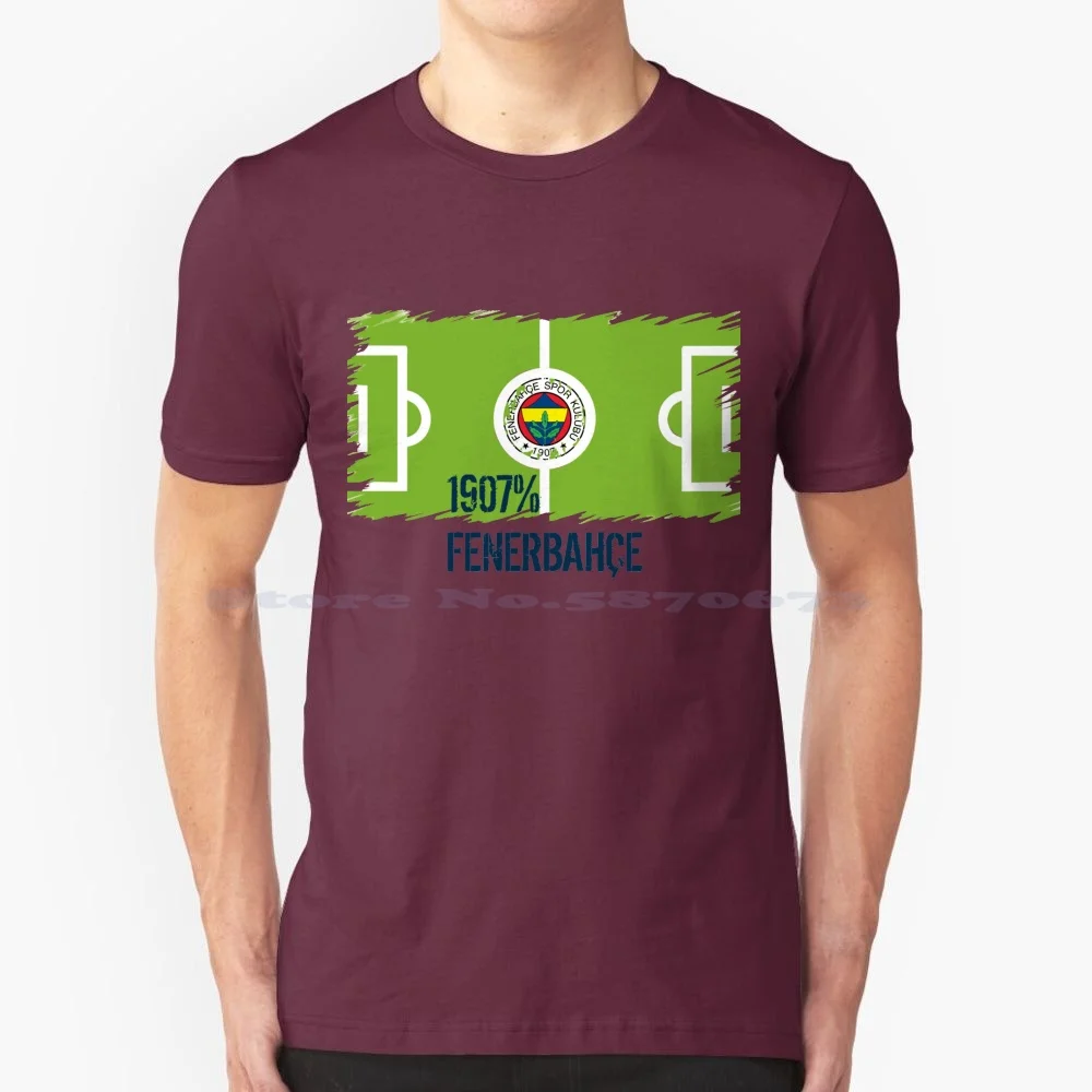 1907% Fenerbahce Pitch Artistic Design 2021 T Shirt 100% Cotton Tee Fenerbahce Fenerbahce 1907 Kadikoy Kad?K?Y Sar? Kanarya