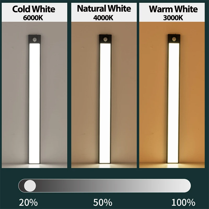 Gece lambası hareket sensörlü LED lamba PIR dolap altı ışığı USB şarj edilebilir manyetik lamba 3 renk kademesiz karartma gece lambası