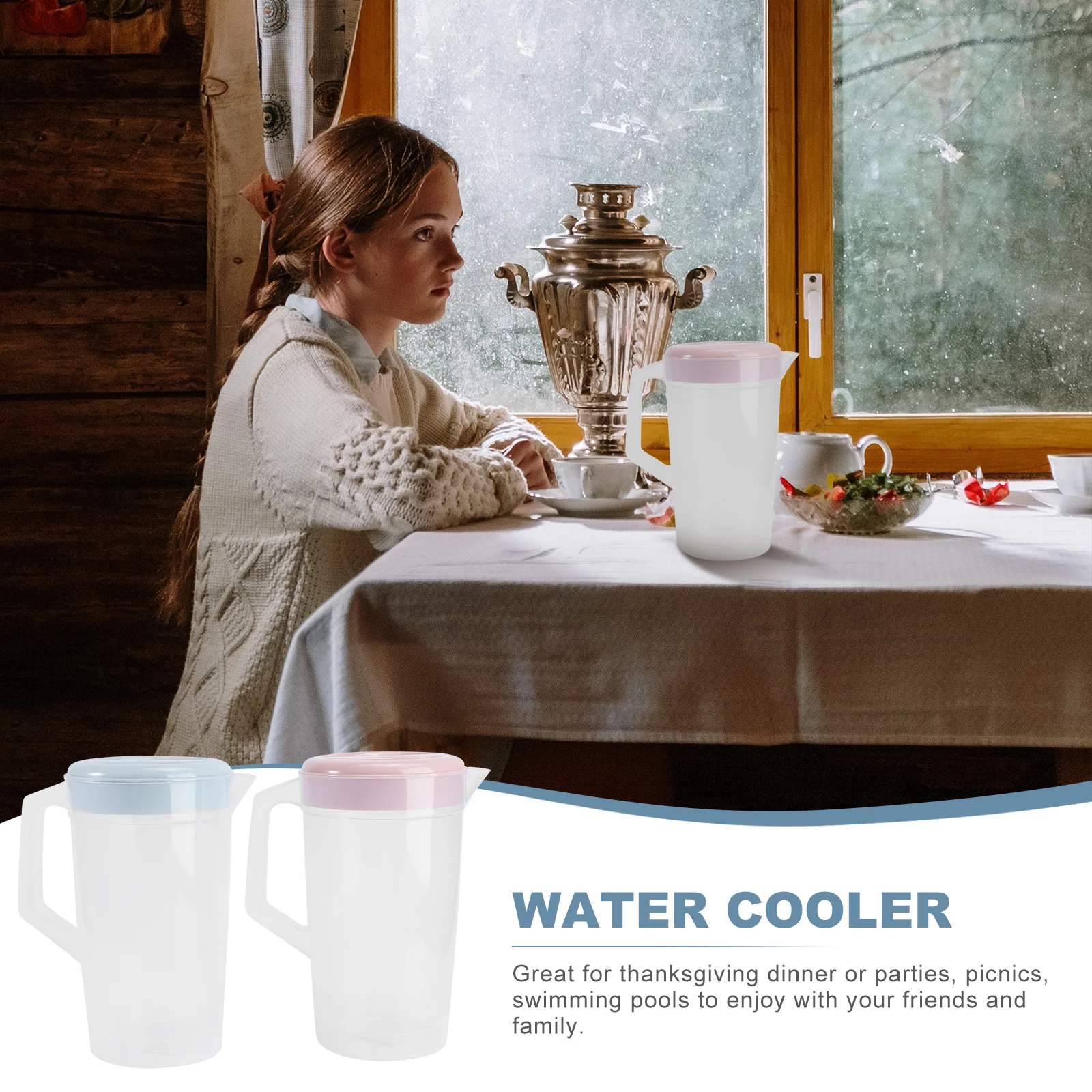 

2pcs Large Capacity Cold Water Jug Pp Plastic Heat Resistant Beverage Dispenser For Juice Iced Tea Beer Picnic Party Use Scaled